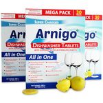 Arnigo Super Charged All In One Dishwasher Tablets for Outstanding Cleaning, Contains Rinse Aid & Shiner, Corrosion Protection, for Crystal Clear and Haze-free Shine, Dishwasher Friendly- 90 Tablets