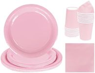68pcs Pink Tableware Set Decor, Pastel Pink Paper Napkins Cups 7inch & 9inch Paper Plates in Solid Color, Disposable Birthday Decorations for Him Her Men Women Kids Boys Girls Birthday Wedding Party