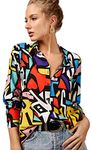 BIG DART Blouses for Women Fashion, Long Sleeve Button Down Shirts Dressy Casual Tops (Medium,Red Yellow Mix Colors)