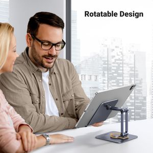 UGREEN Adjustable Swivel Tablet Stand – Foldable Desk Holder for iPad, iPhone, Galaxy, Surface, Portable Monitors