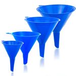 Liqvee Funnel in 4 Different Sizes (Large to Small Funnel) & Colors -Non-Toxic Food Grade Plastic -Funnels for Filling Bottles or Containers with Holders – Funnel Kitchen ideal for Garage & Labs