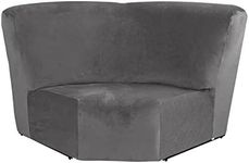 MIFXIN Corner Sofa Cover 1 Piece Velvet Stretch Corner Couch Cover for Sectional Recliner Sofa Slipcover Reclining L Shape Sofa Couch Additional Seat (Grey)