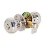 XFORT Bello Entrance Knob Set Polished Chrome, Door Knob with Lock for Internal Wooden Doors, Complete Set with Tubular Latch and 3 Keys