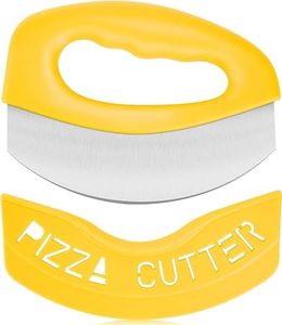 Urbanstrive Heavy Duty Stainless Steel Pizza Cutter with Cover, Super Sharp Blade Pizza Knife Pizza Cutter Rocker, Perfect Kitchen Gadgets for Pizza Cutting Home Essentials, Yellow