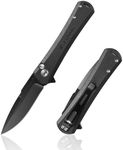 FLISSA Folding Pocket Knife, 4.5" G10 Handle EDC Knife with D2 Steel Blade, Button Lock and Pocket Clip, Tactical Knives for Men Women, Uesd for Outdoor, Survival, Hunting and Camping (Black)