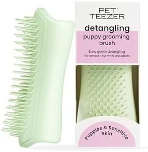 Tangle Teezer Pet Teezer, Brosse de Toilettage Douce pour Chiot, Idéale pour Les Chiots et Les Chiens à la Peau Sensible et au Poil Délicat, Menthe