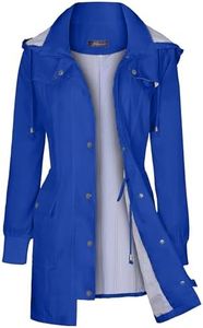 Bloggerlove Raincoat for Women Lightweight Rain Coat Womens Rain Jackets Waterproof with Hood Travel Jacket Royal Blue M