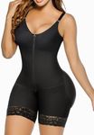 YIANNA Fajas Colombianas Postpartum Full Shapewear for Women Tummy Control Body Shaper Butt Lifter Compression Garment with Zipper Crotch,YA7283-Black-L