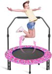 Trampoline for Kids, 36-Inch Toddler Trampoline with Adjustable Handle, Kids Trampoline with Safety Padded Cover, Mini Baby Trampoline Pink for Indoor or Outdoor Jump Sports