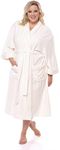 Women's Luxury Terry Cloth Bathrobe - Bamboo Viscose Robe by Texere, Natural White, XX-Large-3X-Large