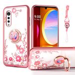 for LG Velvet 5G 6.8" Phone Case, nancheng Case Cute Soft Silicone Pink Girls Women Cover with Holder Protection Case for LG Velvet 5G UW(Verizon, T-Mobile, AT&T Versions)/LM G900UM 4G-Rose Butterfl