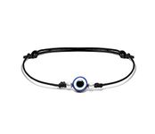 MEENAKARI HERITAGE JEWELLERY 925 Silver Charm Adjustable Black Thread Anklet For Women's/Men/Unisex (Evil Eye Bead)