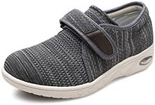 ZUMEIJIA Women's Diabetic Shoes for Women Casual Adjustable Walking Shoes Wide Shoes for Elderly Swollen Feet Non-Slip Air Cushion Bottom Fattening and Widening, Dark Grey, 6.5-7 X-Wide