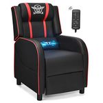 POWERSTONE Gaming Recliner Chair, Reclining Gaming Chair Ergonomic Leather Sofa with Footrest Lumbar Support Headrest and Side Pouch for Living Room Home Theater, Pink