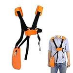 SUNMON Weed Eater Strap, Adjustable Trimmer Shoulder Strap for STIHL FS, KM, Husqvarna, SRM-225 Series String Trimmer (Orange)