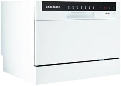 Cookology CTTD6WH Mini Counter Top Dishwasher in White - 6.5 Litre Capacity - Table Top - Compact Design - 6 Drying Settings - 7 Wash Cycles - ECO Friendly Mode