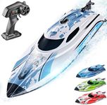 BEZGAR RC Boat, 12 inch Remote Control Boat for Kids and Adults, 25 KPH Fast RC Speed Boat with 700mAh Battery, Ideal Waterproof Toy Boats for Lakes & Pools - TX126 White