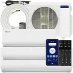 DELLA 28K BTU ODU Tri 3 Zone (9K 9K 18K BTU) Mini Split AC Works with Alexa and Wifi, Multi Zone Cools Up to 1800 Sq.Ft, 20 SEER2 208-230V, Energy Efficient, Pre-Charged Heat Pump, 16ft Kits