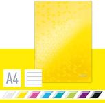 Leitz A4 Hard Cover Notebook, Yellow 80 Sheets, Ruled, 90 gsm Ivory Paper, Wow Range