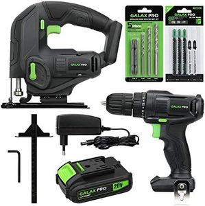 GALAX PRO Seghetto Alternativo a Batteria, Trapano a Batteria, Pacco Batteria 1,3Ah con Caricatore, Fai-da-te Kit di Utensili Elettrici Senza Fili
