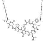 GLAMCARAT Molecule Necklace Oxytocin Solid Silver Women Jewelry Chemistry Jewelry Love Hormone Mother Necklace baby shower, Sterling Silver