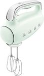 Smeg HMF01PGUK Hand Mixer with Turbo Function, 3 Attachments, LED Display, Retro 50's Style, 250W, Pastel Green