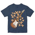 Heybroh Kids T-Shirt Awesome Electric Guitar 100% Cotton Kids Regular Fit Unisex T-Shirt (Navy Blue; 9-10 Years)