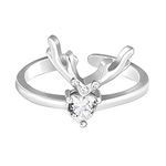 GIVA 925 Silver Deer Heart Ring, Adjustable | Gifts for Women and Girls | With Certificate of Authenticity and 925 Stamp | 6 Months Warranty*