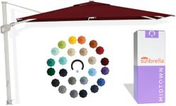 Midtown Umbrellas 10x10 Ft Outdoor Cantilever Patio Umbrella w/Sunbrella Black & White - Tilt 360° Rotate Offset Patio Umbrella, Deck Patio Umbrella, Backyard Umbrella & Garden Umbrella - Silver Frame
