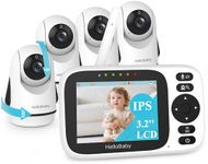 HelloBaby Baby Monitor 4 Cameras,Video Baby Monitors No WiFi with 3.2'' IPS Screen, Remote Pan-Tilt-Zoom Baby Camera Monitor,Plug&Play,Night Vision,1000ft,2-Way Talk, Temperature Display,ECO/VOX Mode