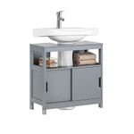 SoBuy FRG128-II-SG, Under Sink Bathroom Storage Cabinet with Double Sliding Doors, Suitable for Pedestal Sinks, Grey