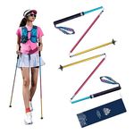 AONIJIE Trekking Poles -2 Ultralight Collapsible Carbon Fiber Hiking Poles with Anti-Shock and Quick Lock System, Folding Walking Sticks for Hiking, Camping(A#Aluminum Rainbow-110cm)