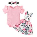 Hopscotch Baby Girls Cotton and Spandex Overall set in Peach Color For Ages (3-6 Months)