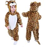 TASLAR Unisex Infant Kids Leopard Fancy Dress Costume Flannel Jumpsuit Cosplay Clothes Bunting Outfits Snowsuit Hooded Soft Romper Outwear (0-6 Months)