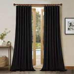 StangH Blackout Curtains for Bedroom - Velvet Black Curtain Panel for Sliding Door Thermal Insulated Window Treatment Set for Living Room/Basement, W52x L84, 2 Panels