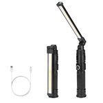 Ultra Bright Rotating Torch, Folding COB LED Portable Inspection Work Flashlight with Magnet Base, USB Rechargeable Handheld Tough Aluminium Alloy Camping Hiking Outdoor DIY Light