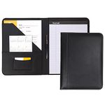 Samsill Contrast Stitch Leather Portfolio, 8.5 inch x 11 inch Writing Pad, Black