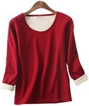 Flygo Womens Girls Sherpa Fleece Lined Crewneck Pullover Sweatshirt (Medium, 2 Wine Red), 2 Wine Red, Medium