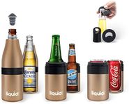 Beer Bottle Cooler With Opener and Stopper. Stainless Steel Bottle Insulator for 12oz Glass Bottles or Regular Cans. Beer Gifts. 3 in 1, 22oz Water Bottle or Beer Cover or Can Sleeve. Copper