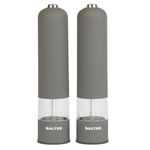 Salter BW12199EU7 Cosmos Electronic Salt & Pepper Set – Spice Mills, One Operation, Ceramic Grind Mechanism, Illuminated Base, Arthritis Hands, BPA-Free Acrylic Body, Battery Powered, Grey