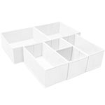 Criusia 6 Pack Clothes Drawer Organizer, Fabric Foldable Closet Dresser Drawer Organizer for Clothing, Bra Sock Underwear Drawer Organizer for Nursery Dorm Bedroom Organization (6 Bins, White)