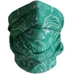 Neck Gaiter Tube Scarf Face Mask Snood Multifunctional Versatile Headwear Green White Paisley