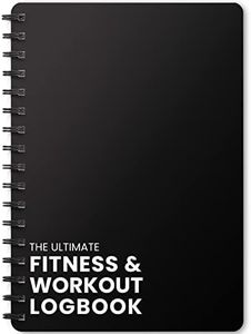 Ultimate Fitness Journal & Gym Workout Log Book with Plastic Covers [A5 Size - 6 x 8 Inches] Track 100 Workouts - Exercise, Weightlifting & Training Diary for Men & Women (Black)