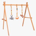 Taruh Kids Wooden Play Gym Mini Set 2 (Jungle) with Neem Wood Teether & Cotton Crochet Rattle