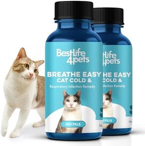 Cat Respiratory Infection & Nasal Relief – Breathe Easy Natural Feline Respiratory Support - an Effective Coughing, Nasal Congestion, Asthma and Cat Sneezing Treatment – 800 Odorless, Tasteless Pills