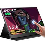 UPERFECT Touchscreen 15.6" Portable Monitor w/108000mAh Rechargeable Batteries, FHD 1080P IPS Display, HDMI/USB-C Travel Screen, 3 Narrow Edge Second Screen with Metallic Rear Casing, VESA &Smart Case