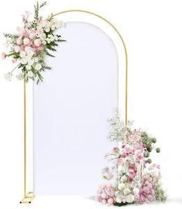 Metal Arch Backdrop Stand and Cover Set, 7.2ft Double U-Shaped Wedding Metal Arch Frame with 6.6FT White Cover, Double Backdrop Stand for Wedding Baby Shower Birthday Graduation Party Photo Backdrops