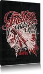 Pixxprint Indian motorcycle club white painting on canvas, hugePictures completely framed with stretcher, art print on wall picture with frame poster or poster format: 120x80 cm