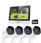 ANNKE Wireless Security Camera System, 7" LCD Monitor, 4CH WiFi Surveillance IPS Touch Screen with 4Pcs 3MP Outdoor IP Cameras,100ft Night Vision, Two-Way Audio,Motion Detection,128GB SD Card Included