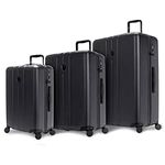 Aerotrunk 3 Piece Luggage Set - Lightweight Hard Shell Travel Suitcases with Spinner Wheels, TSA Lock (Carry On, Medium 26.5", Large 30.5" - Black)